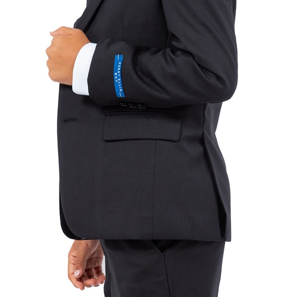 Perry Ellis Slim Fit Boys Suit 4-Piece Set Size 8 Black Missing The Pants - Picture 2 of 16
